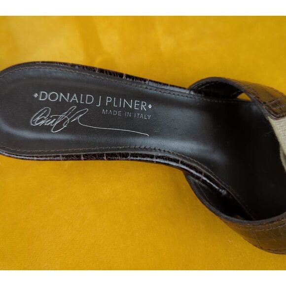 Donald Pliner KIKI Crossover Sandal-Leather Canvas Heel Size 7.5 Made in Italy - Picture 5 of 10